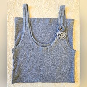 Hollister Y2k Gray Tank Top With Fabric Flowers Accent